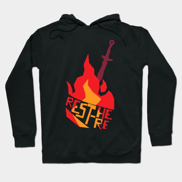 Rest Here Bonfire Firelink Hoodie by Olympia Store